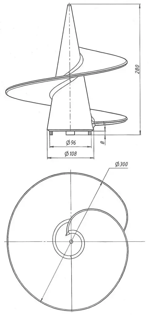 Наконечник литой ВН 108/300 тип лопасть чертеж